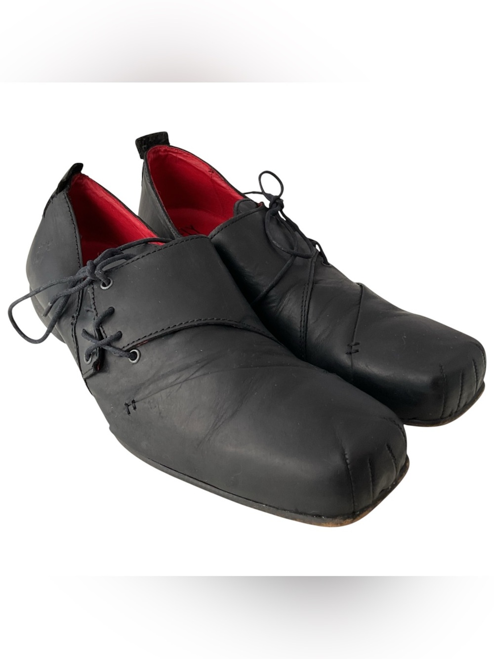 RARE Fly London Black Leather Square Toe Oxford Shoes Men’s Size EU 43 / US 10